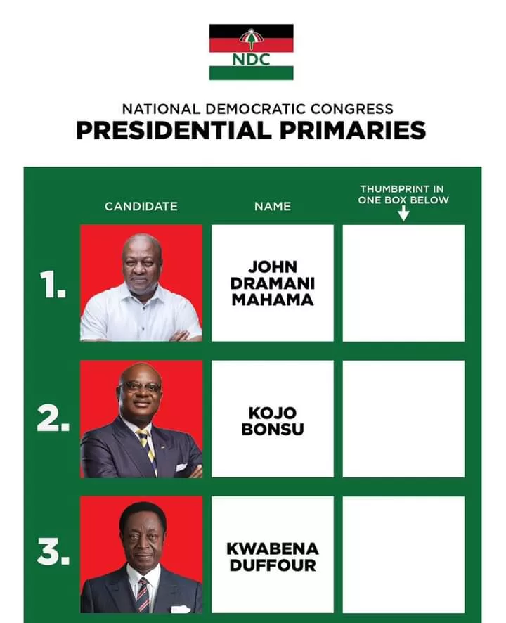 NDC Primaries: John Mahama picks 1st slot on Balloting